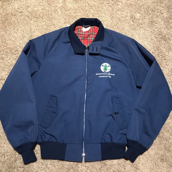 Vintage SPORTSMASTER Mens Jacket L Large Blue Faux Fur Lined Quilted Puff 70s
